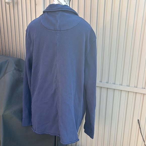 Aerie Cotton Blend Deep Blue Fleece Blazer Sweater - Picture 3 of 8